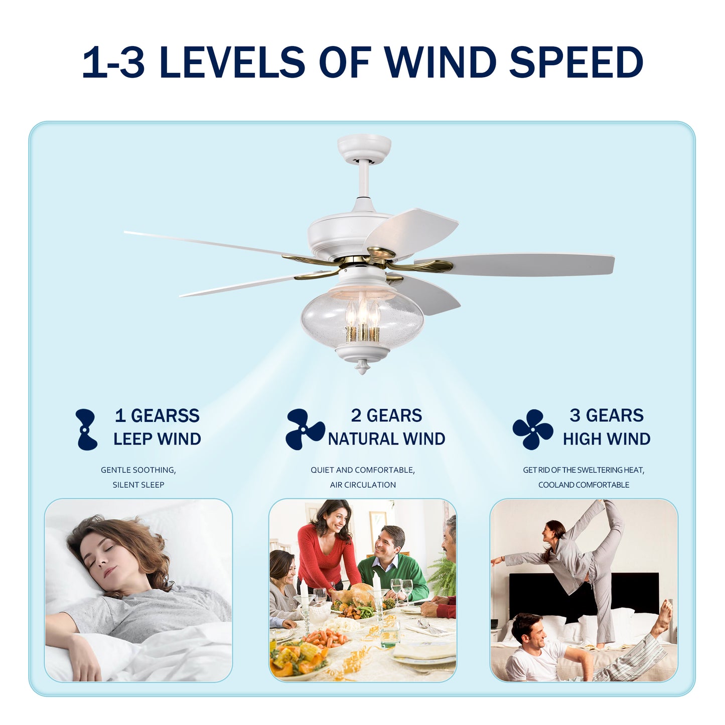 Breezy White Ceiling Fan with Remote