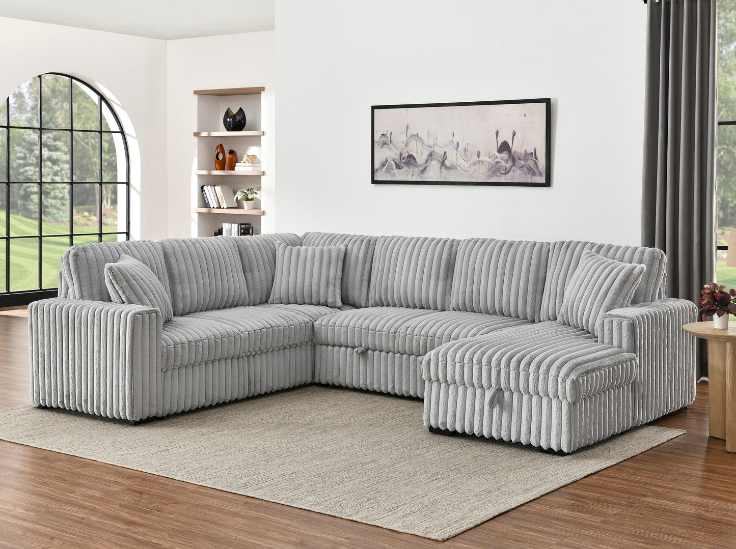 Cozy USB Sofa Bed: Plush U-Shaped Sectional with Storage and Comfort