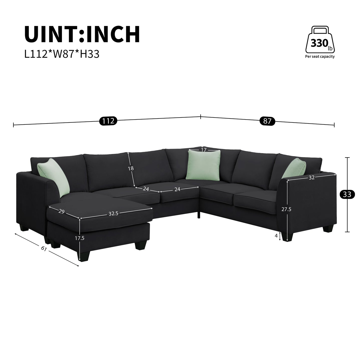 Cozy L-Shaped Modular Sofa Set with Ottoman and Pillows