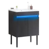 Sleek Black Bathroom Vanity with Radar Light & Ample Storage