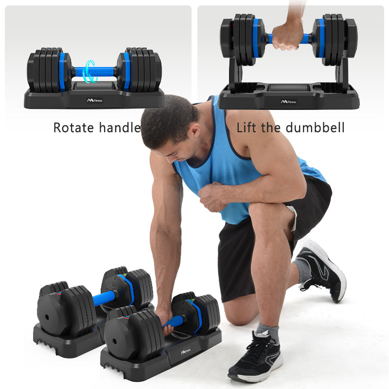 Quick-Adjust Fitness Dumbbells - Pair with Secure Grip for Full-Body Workouts