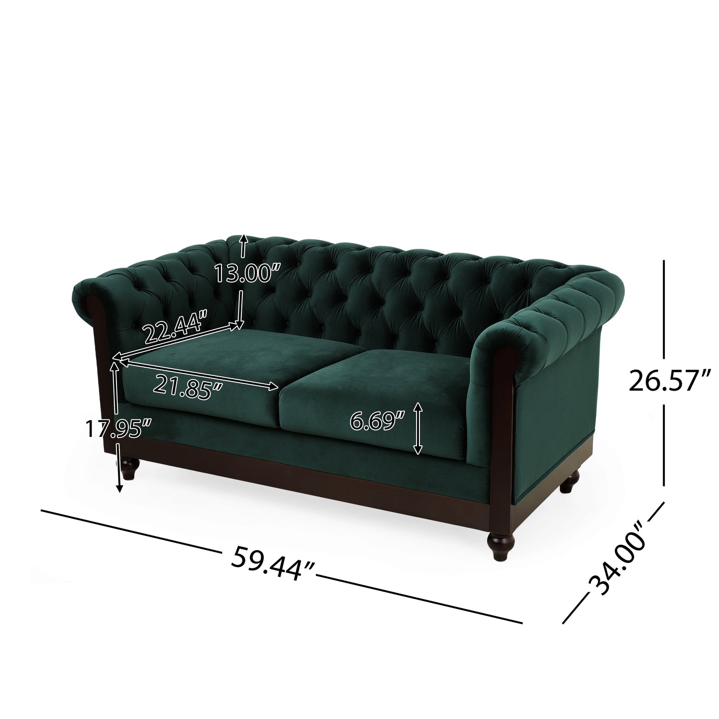 Charming Velvet Chesterfield Loveseat