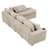 Cozy L-Shaped Sofa with Storage, Cup Holders, and USB Ports - Beige