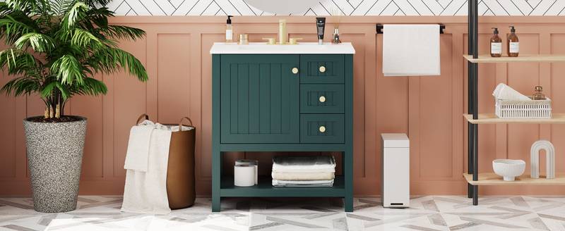 Chic Bathroom Vanity with Ceramic Sink