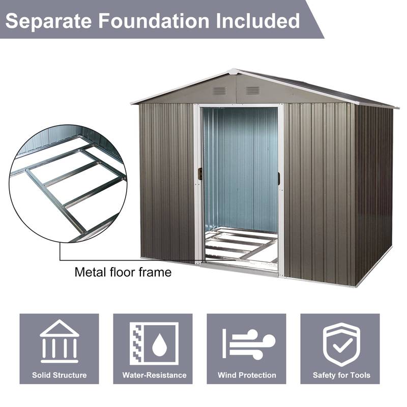Spacious Gray Outdoor Storage Shed