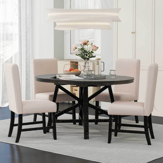 Retro Chic Dining Set with Expandable Table and Cozy Chairs