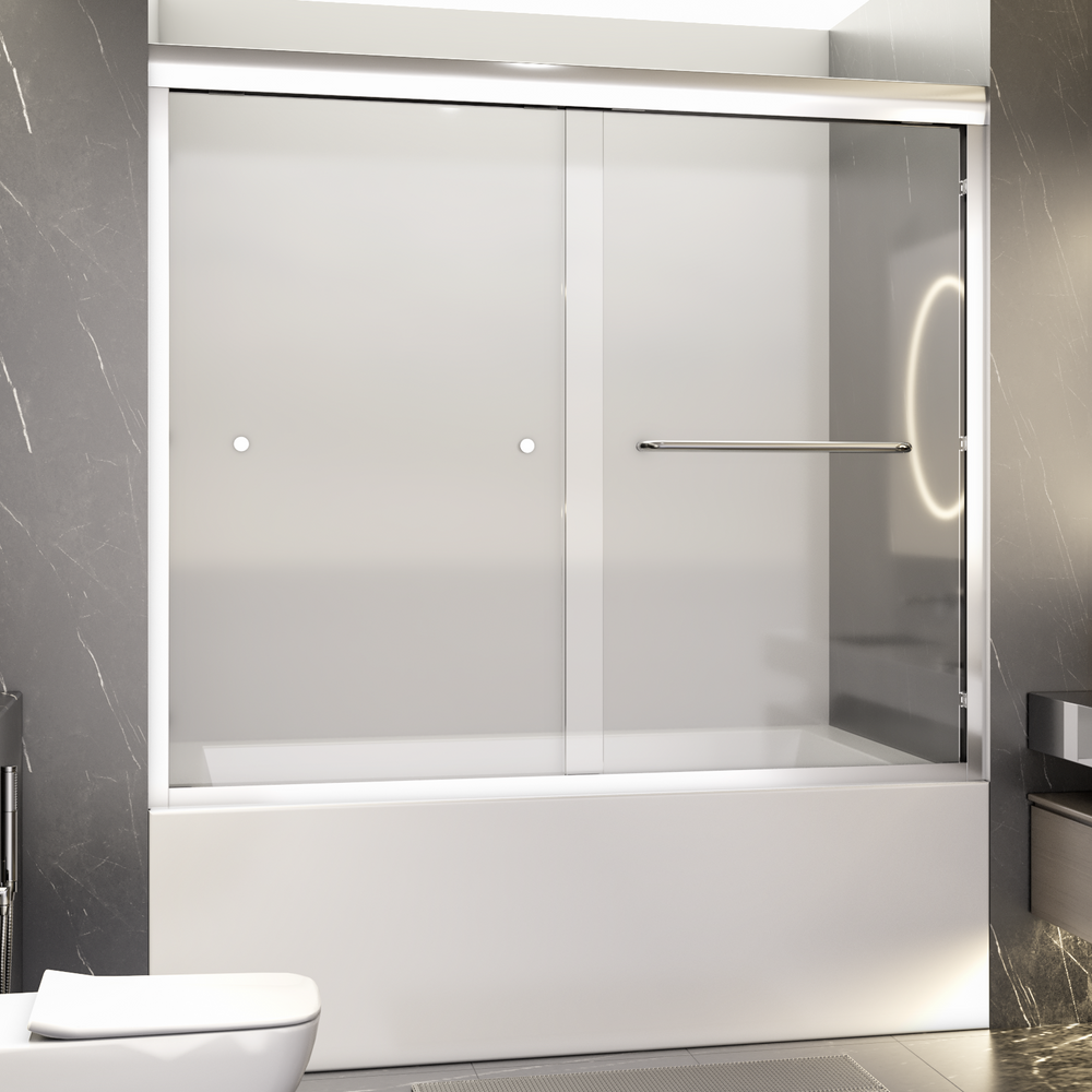 Sleek Chrome Semi-Frameless Sliding Tub Door