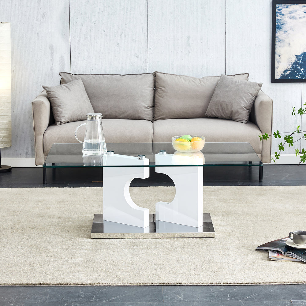 Chic Glass-Top Coffee Table