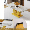 Chic Marble-Style Dining Table with Gold Legs