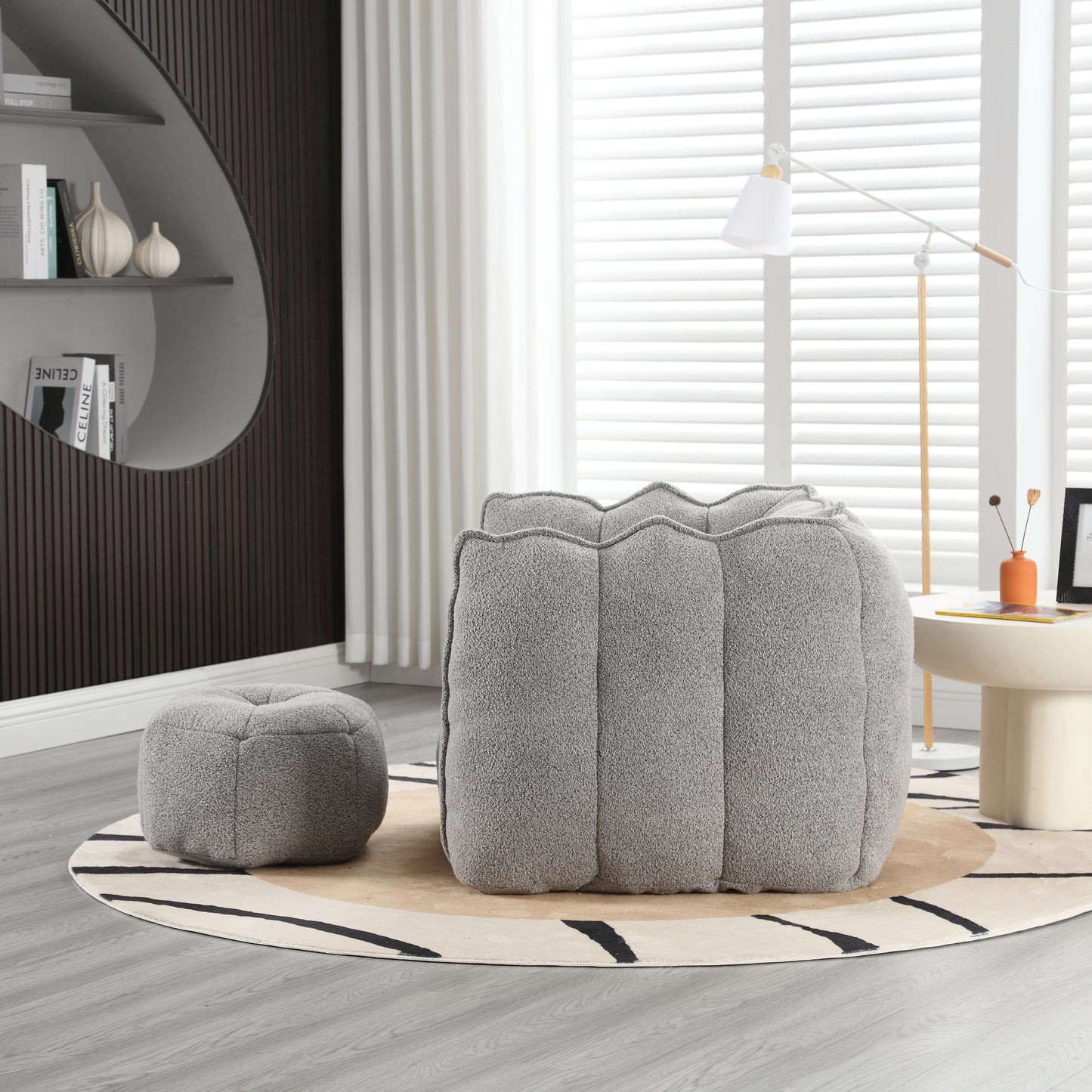 Cozy Square Bean Bag Lounge Chair with Footstool