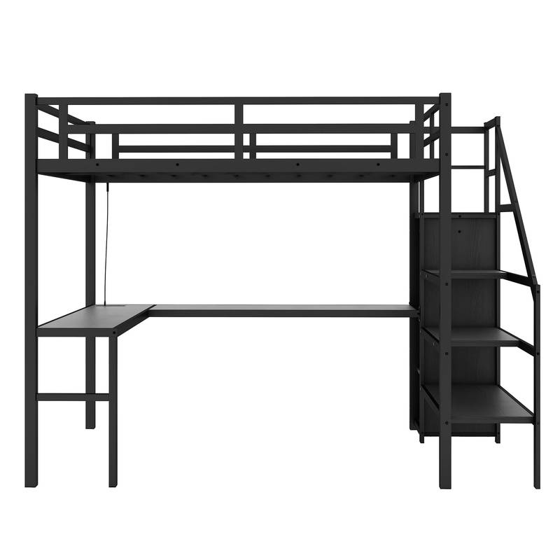 MaxLoft Bed with Desk & USB - Sleek Space Saver for All Ages