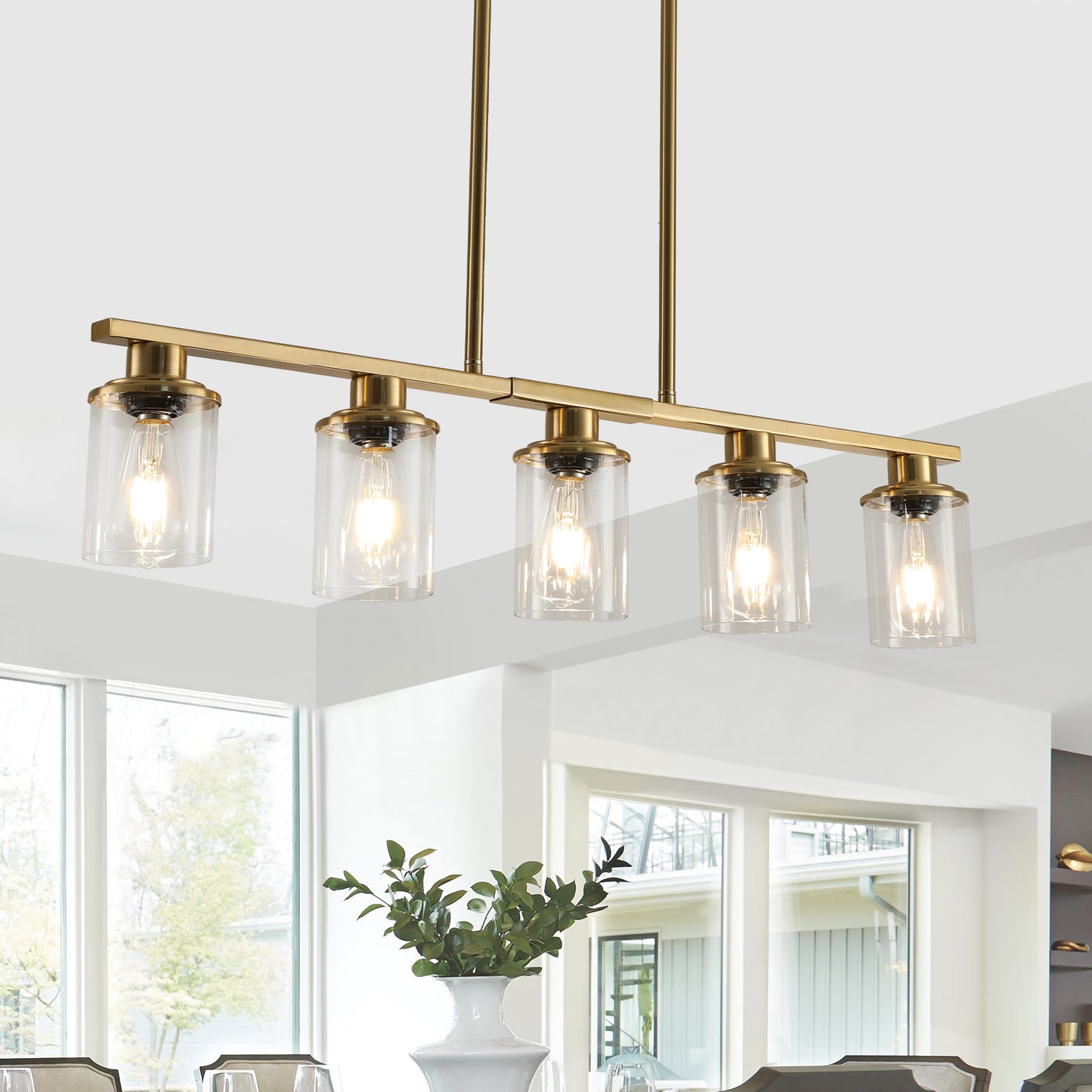 Sleek Gold & Glass Chandelier