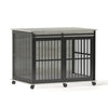 Stylish Dog Crate with Sliding Iron Door & Cozy Mat