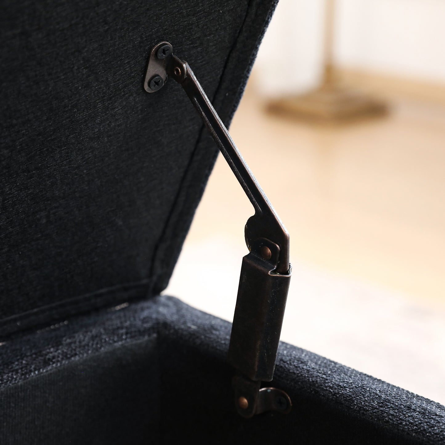 Chic Black Linen Storage Bench