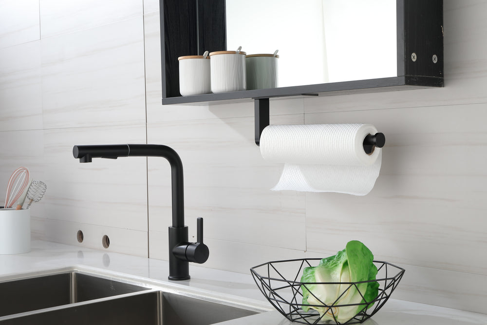 Stick & Store Paper Towel Holders - Sleek Black Duo