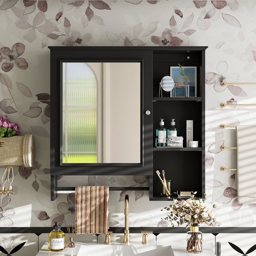 Stylish Wall-Mount Bathroom Cabinet with Mirror & Adjustable Shelves