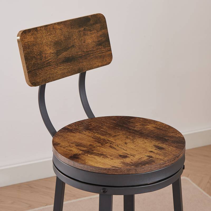 Rustic Swivel Bar Stools – Set of Two