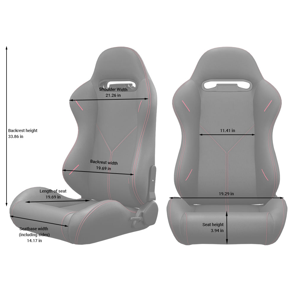 Racing Style Reclinable Bucket Seats with Red Stitching