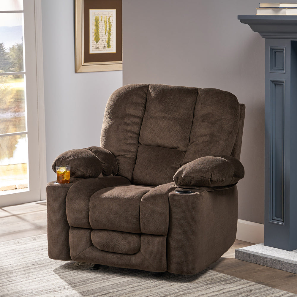 Cozy Chocolate Recliner with Cup Holders