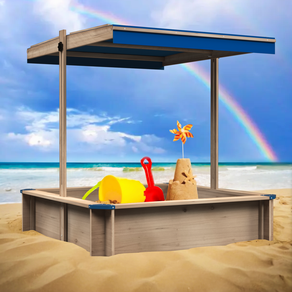 Sunny Day Wooden Sandbox with Canopy