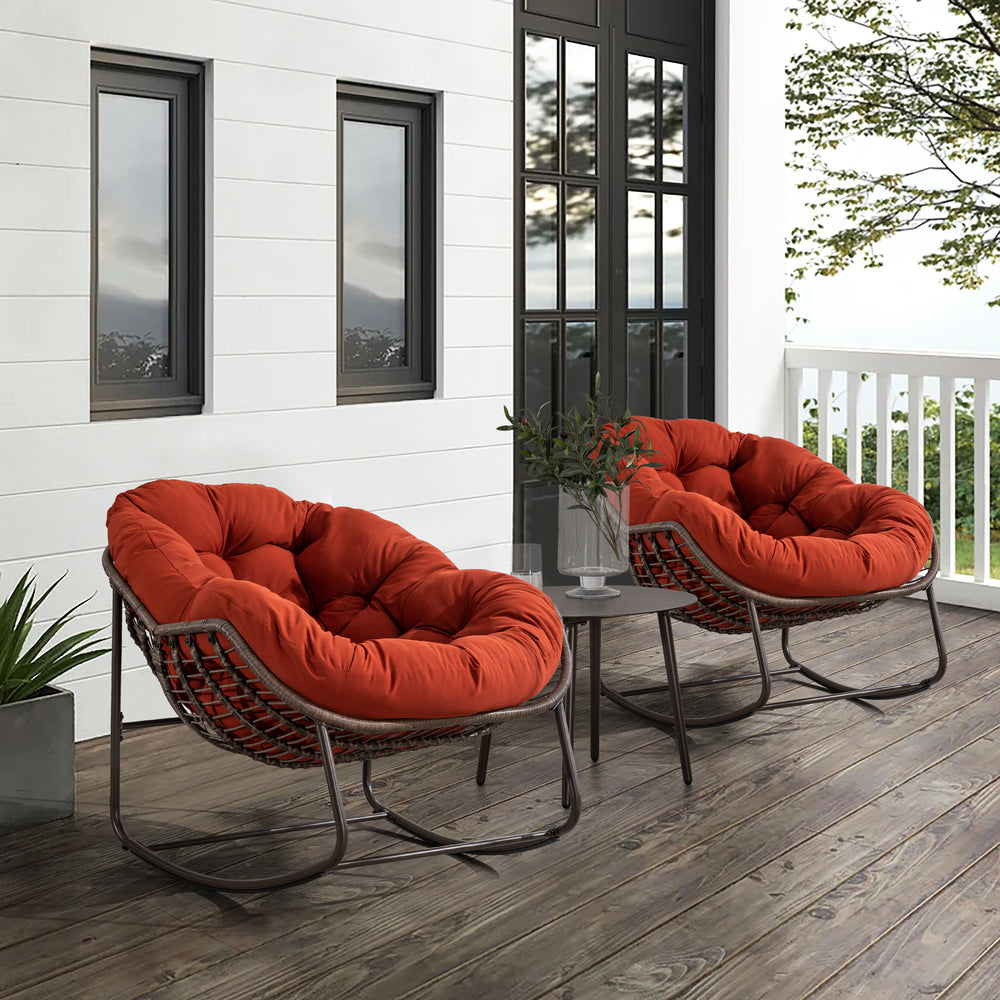 Cozy Orange Rattan Rocker