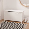 Whimsical White Wooden Toy Box with Safety Lid
