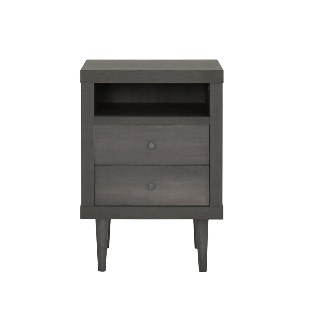 Sleek Double Drawer Nightstand