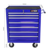 Blue Rolling Tool Cart with Seven Spacious Drawers