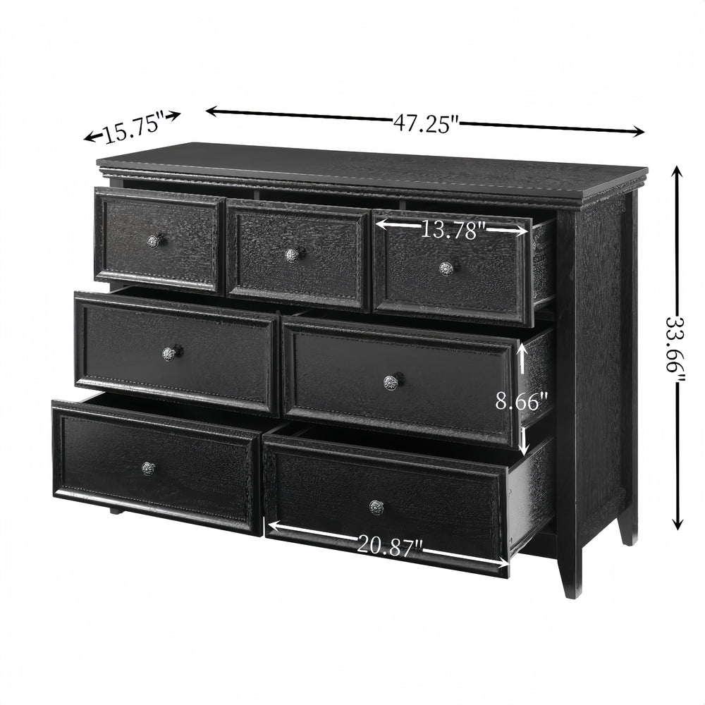 Chic Black 7-Drawer Dresser