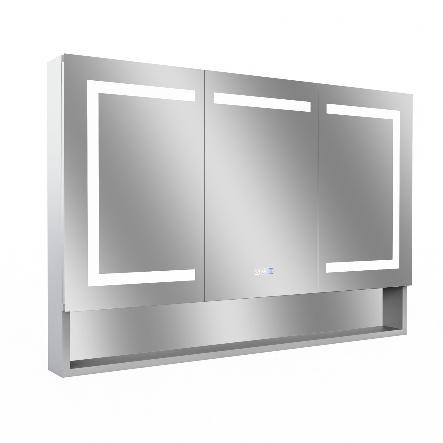 Sleek Silver LED Medicine Cabinet with Mirror