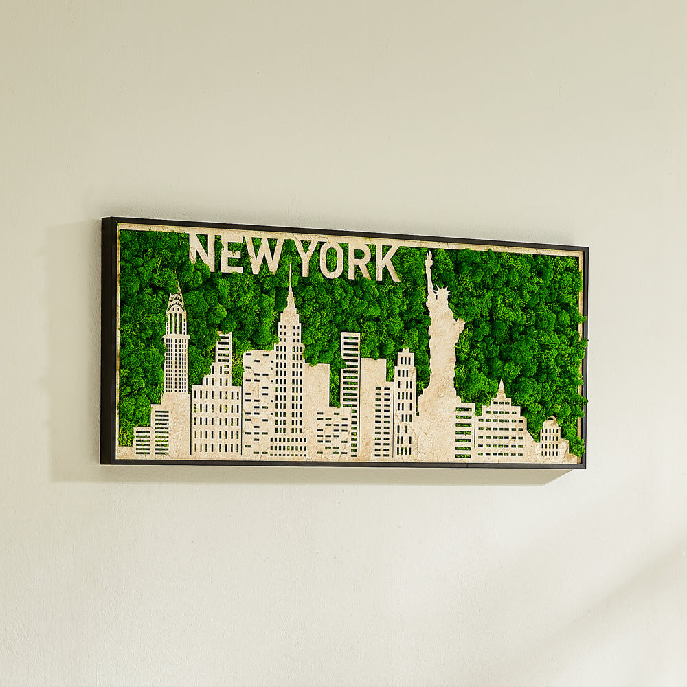 New York Skyline Moss Art