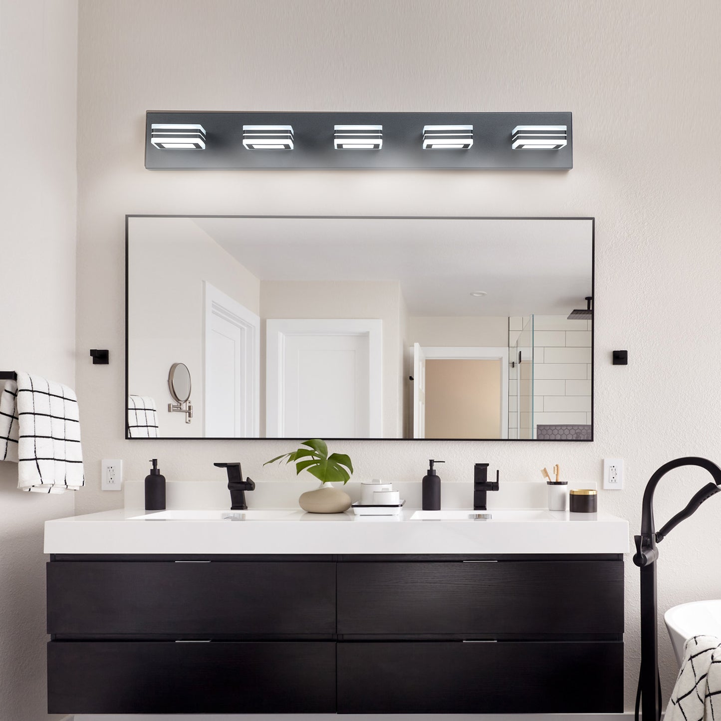 Sleek Black LED Vanity Light Bar