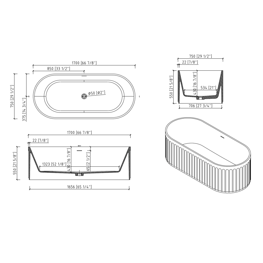 Luxurious Matte White Soaking Tub