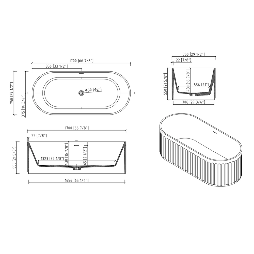 Luxurious Matte White Soaking Tub