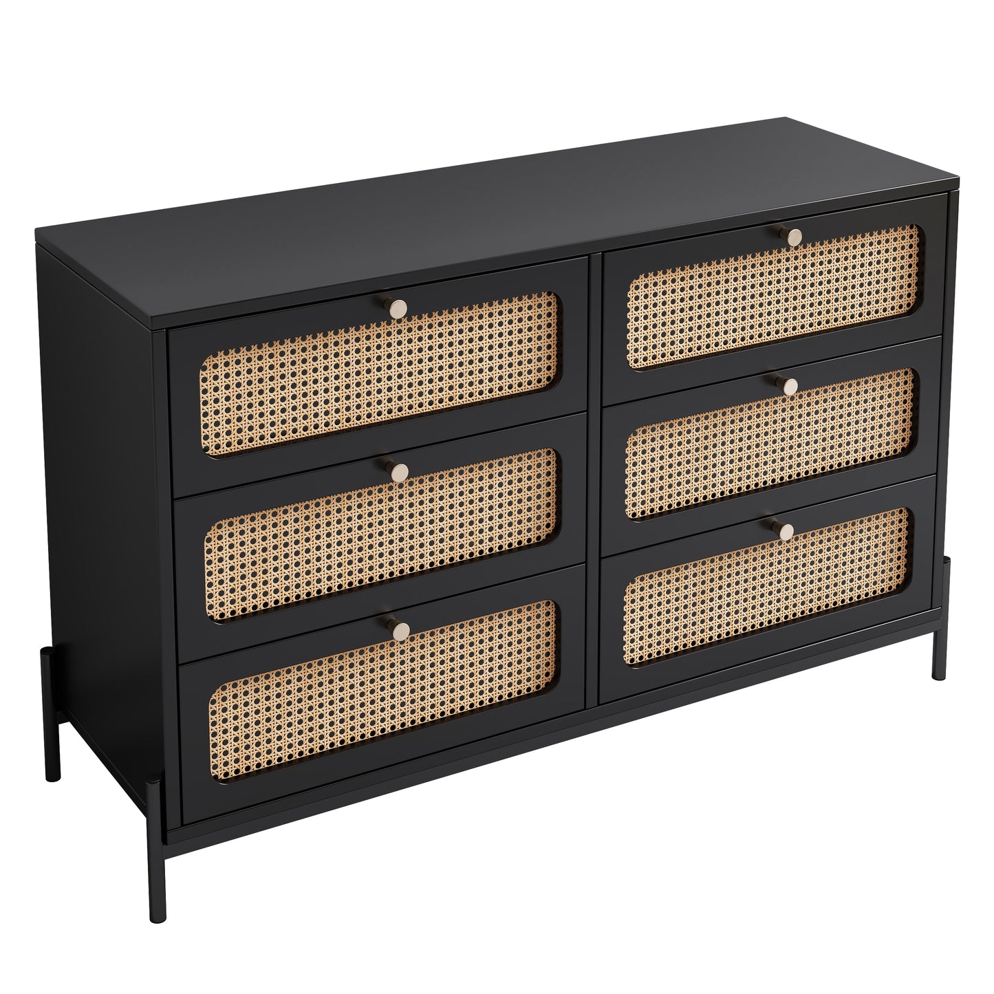 Chic Rattan 6-Drawer Storage Dresser