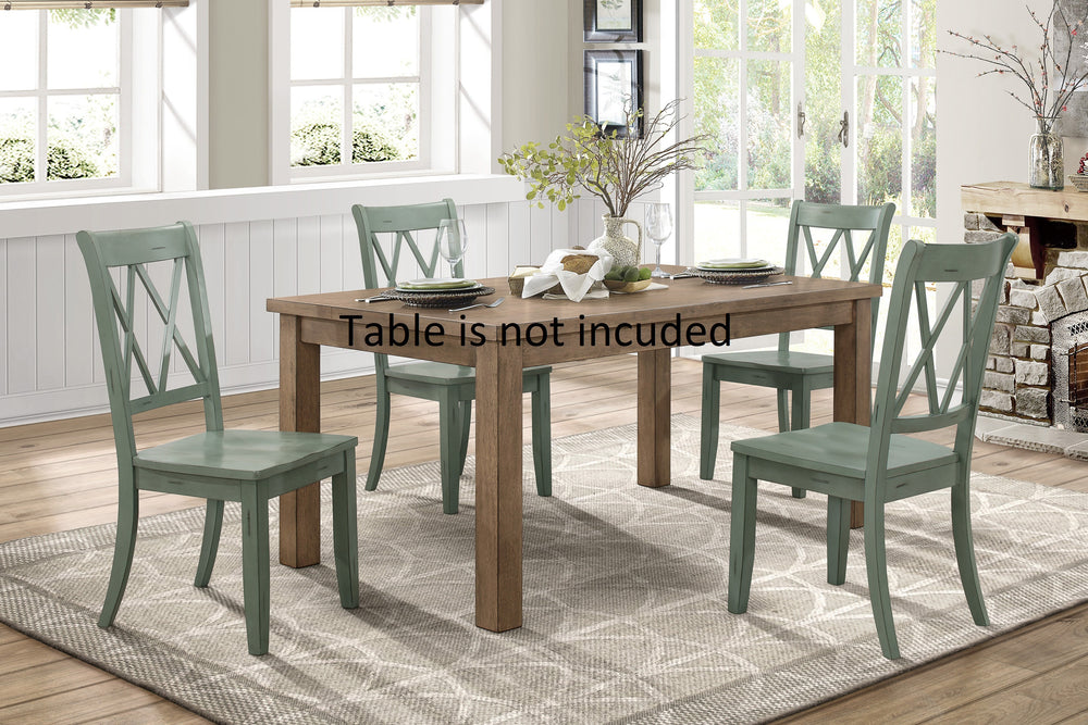 Teal Double-X Back Dining Chairs Set