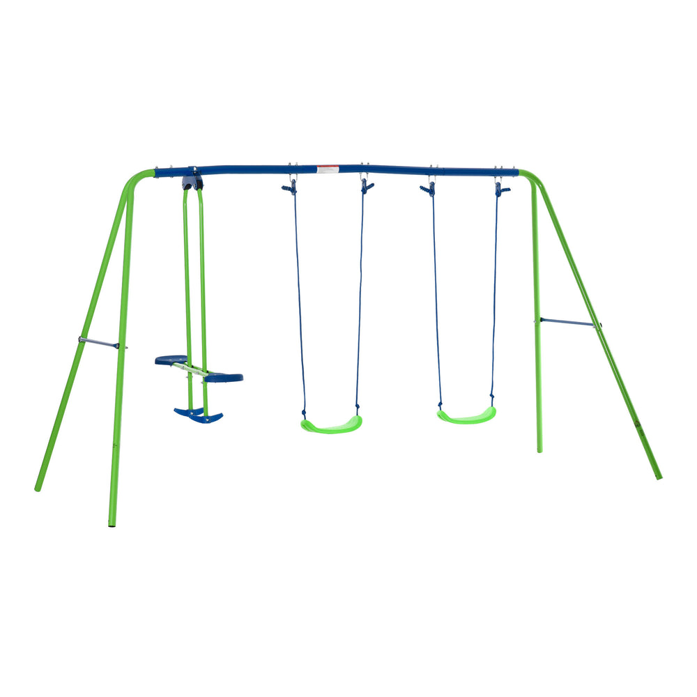 Backyard Bliss Metal Swing Set with Glider