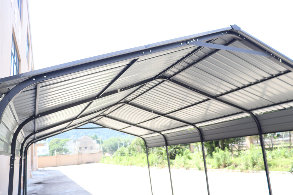 Heavy-Duty Galvanized Metal Carport - Outdoor Storage Canopy for Cars, Boats, and Trucks