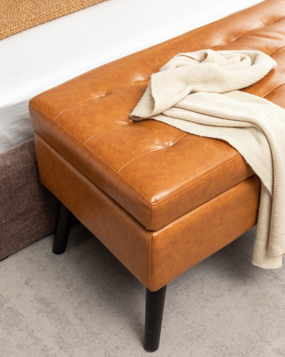 Stylish Leather Storage Bench