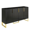 Sleek Black Modern Sideboard with Adjustable Shelves