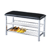 Chic Metal Shoe Bench with Luxe Black Seat