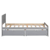 Chic Grey Twin Platform Bed with Storage Drawers
