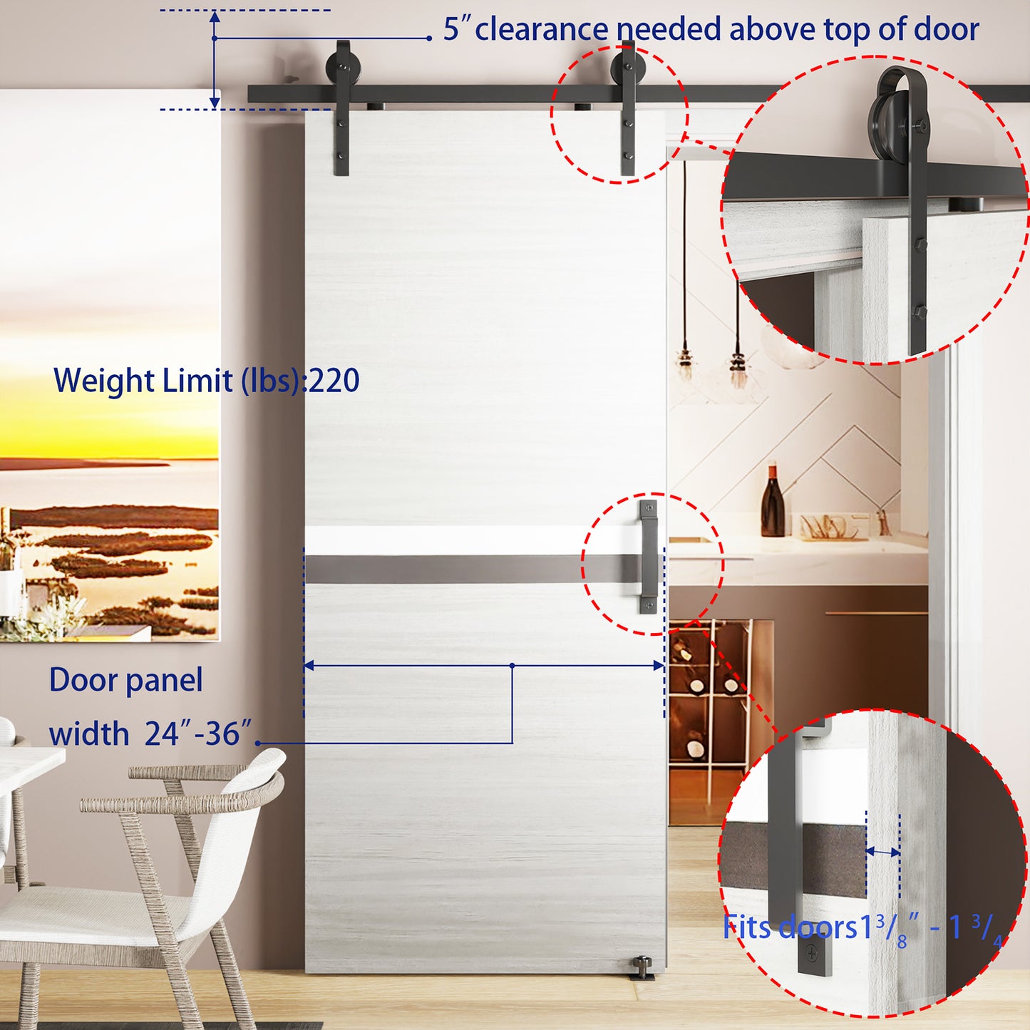 Modern Melamine Sliding Door Kit with Adjustable Guide & Handle