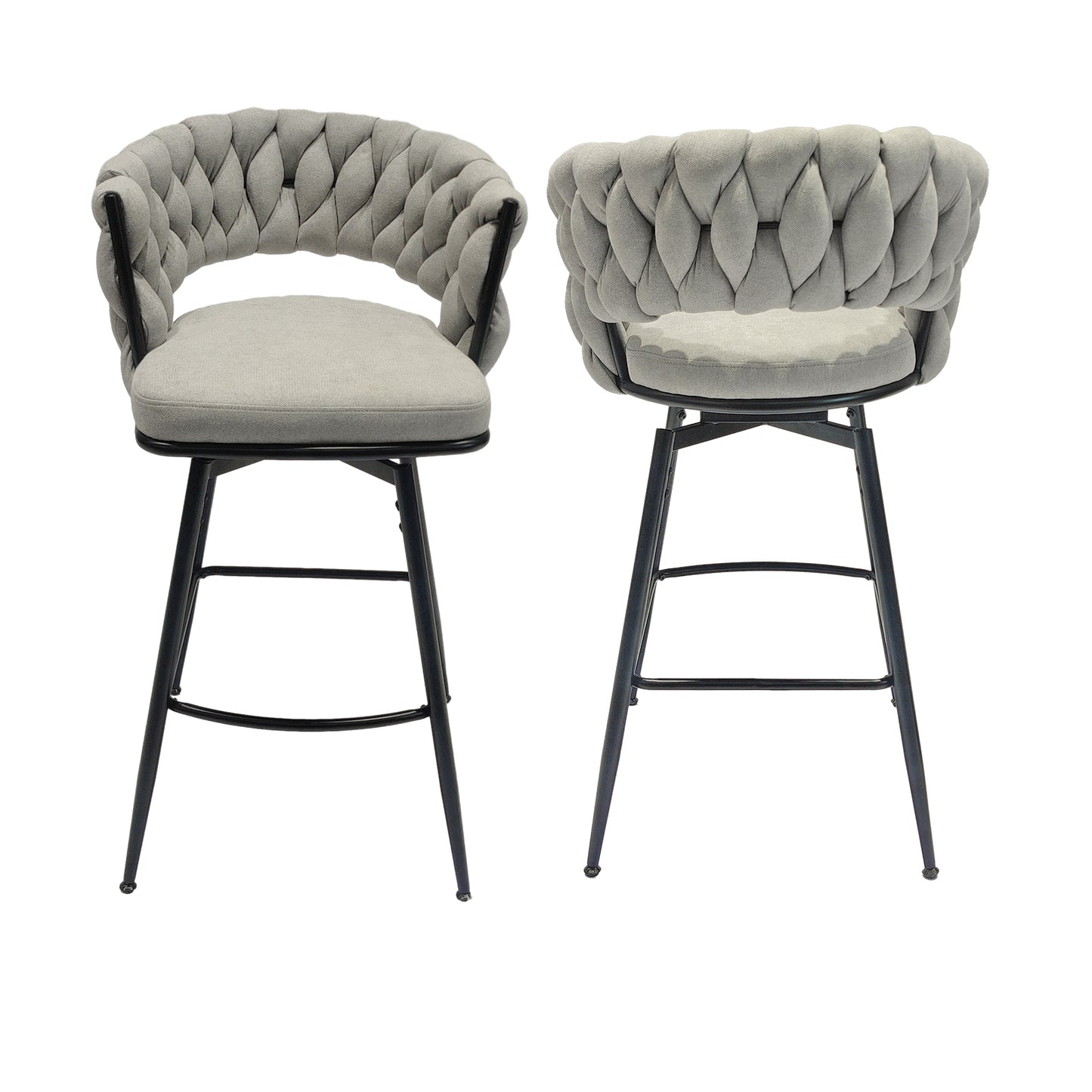 Chic Grey Swivel Bar Stools - Set of 2