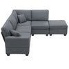 Stylish Modular Sectional Sofa with Convertible Ottoman