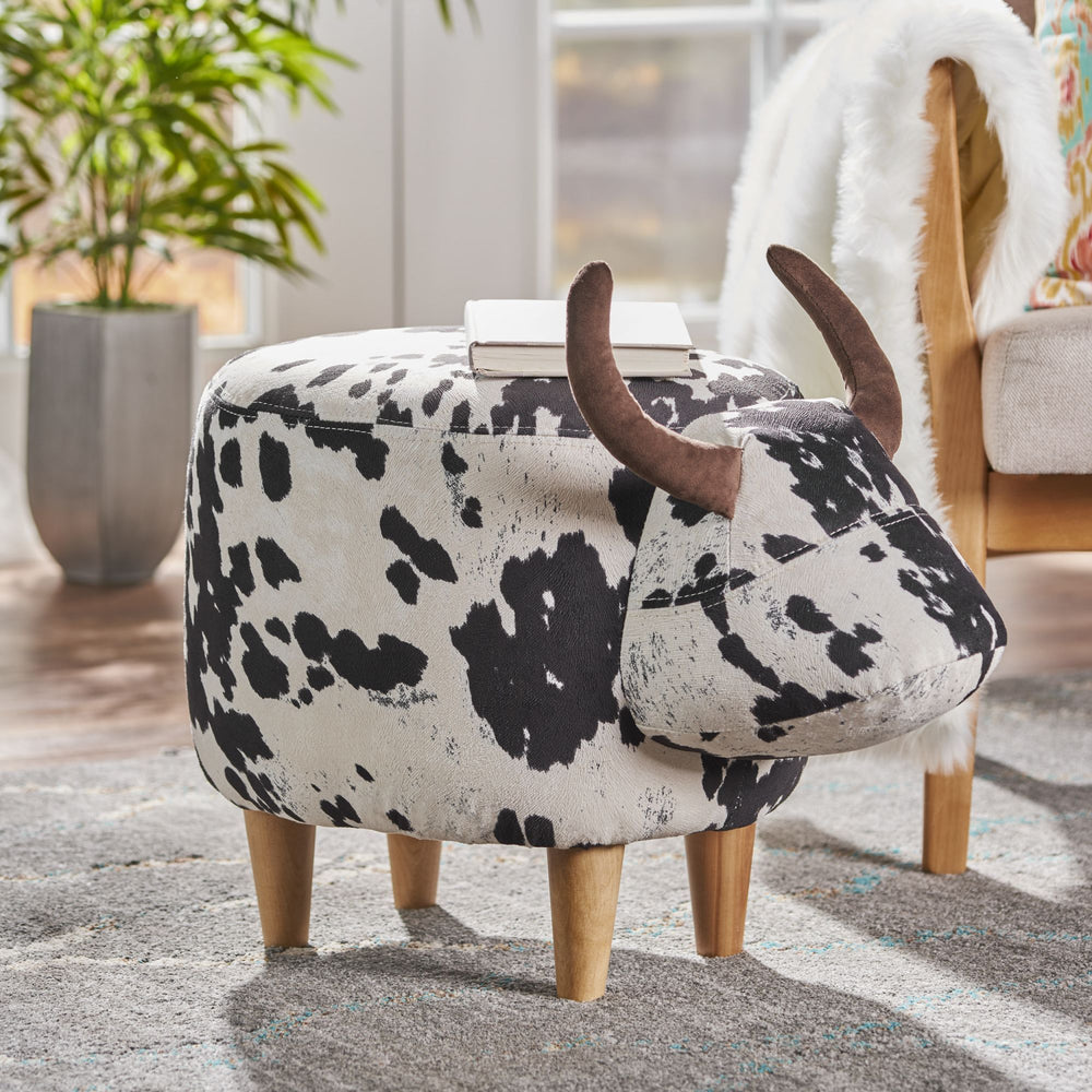 Cow Delight Velvet Ottoman