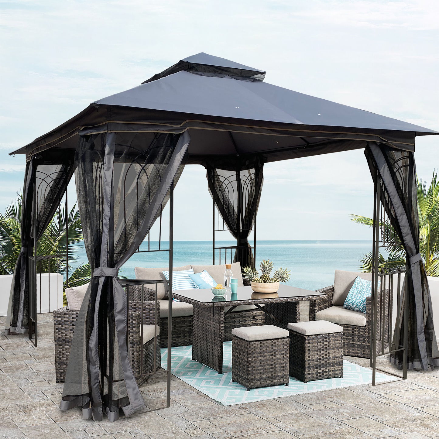 Cozy Outdoor Gazebo Canopy with Bug Screen