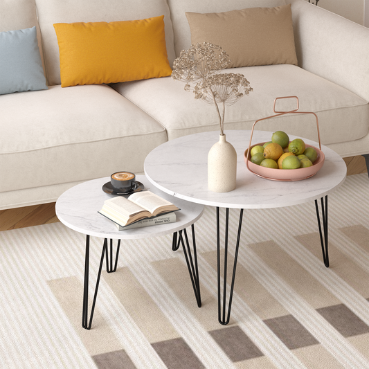 Chic Marble Nesting Tables - Set of Two