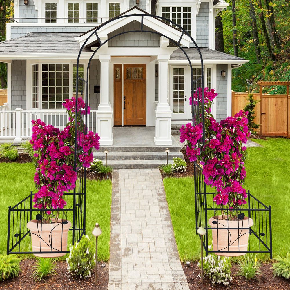 Elegant Climbing Garden Arch with Plant Stands