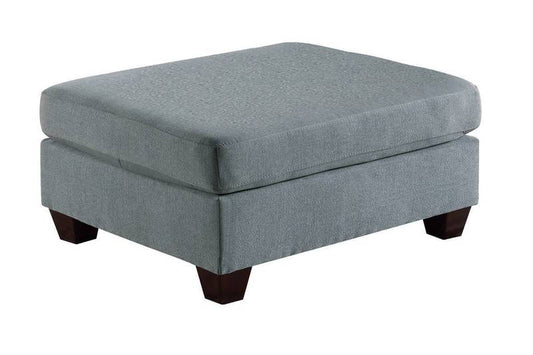 Chic Grey Plush Ottoman with Wooden Legs